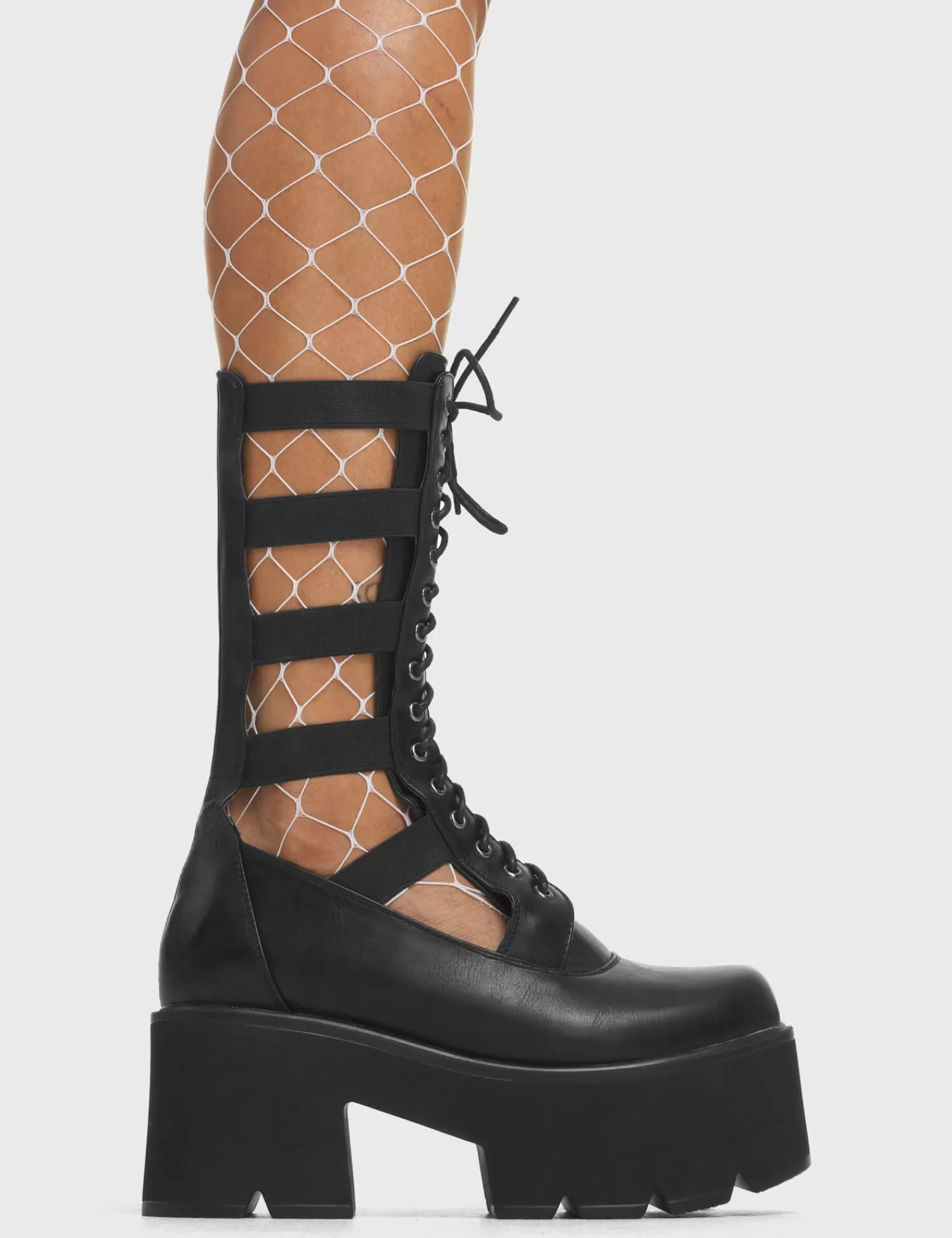 Blatant Chunky Platform Calf Boots^Lamoda New