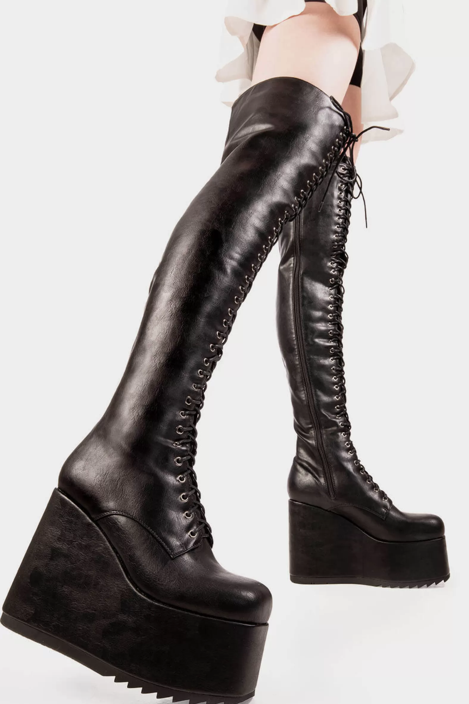 Don't Fold Chunky Platform Thigh High Boots^Lamoda Best Sale