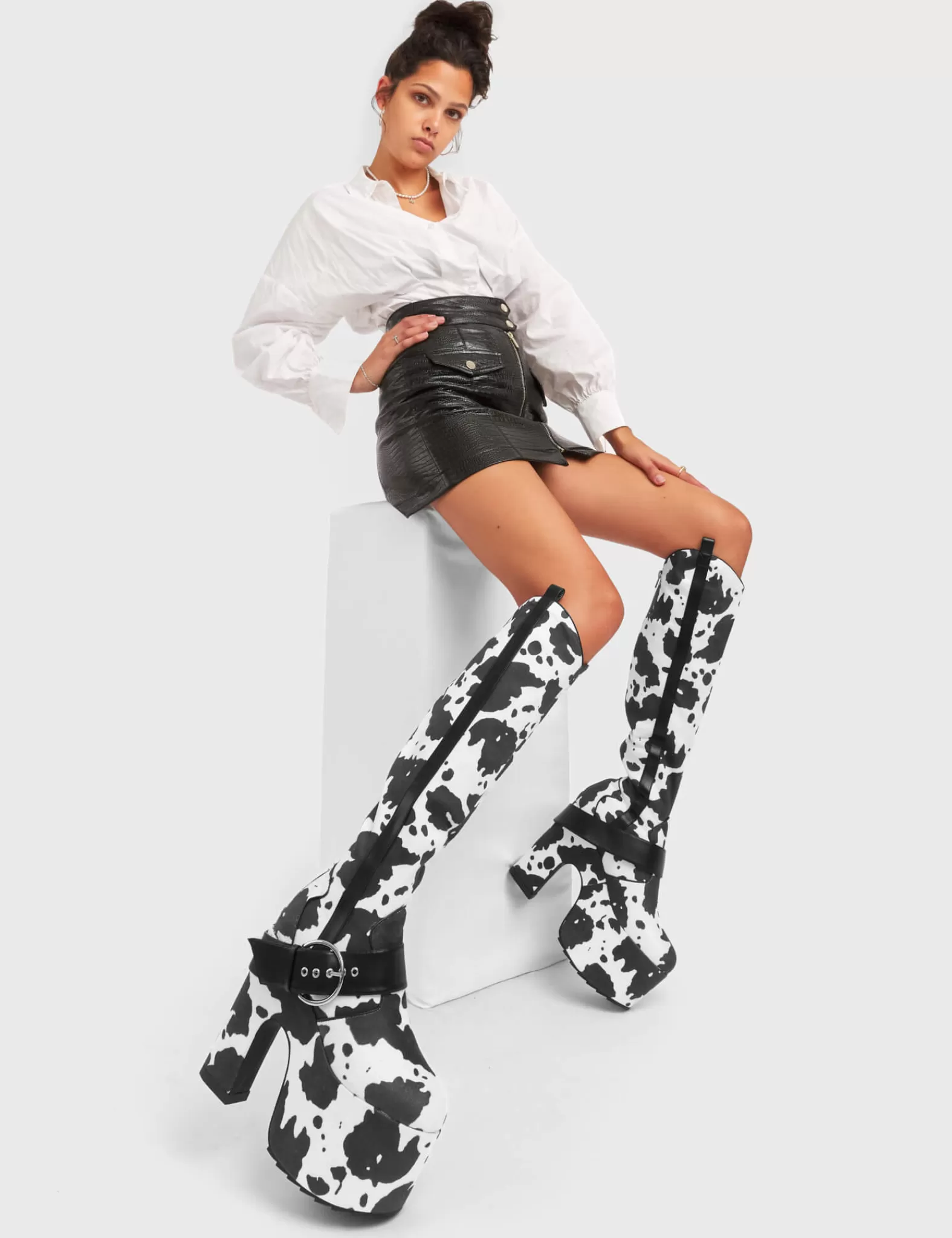 Rhinestone Cowboy Chunky Platform Knee High Boots^Lamoda Online