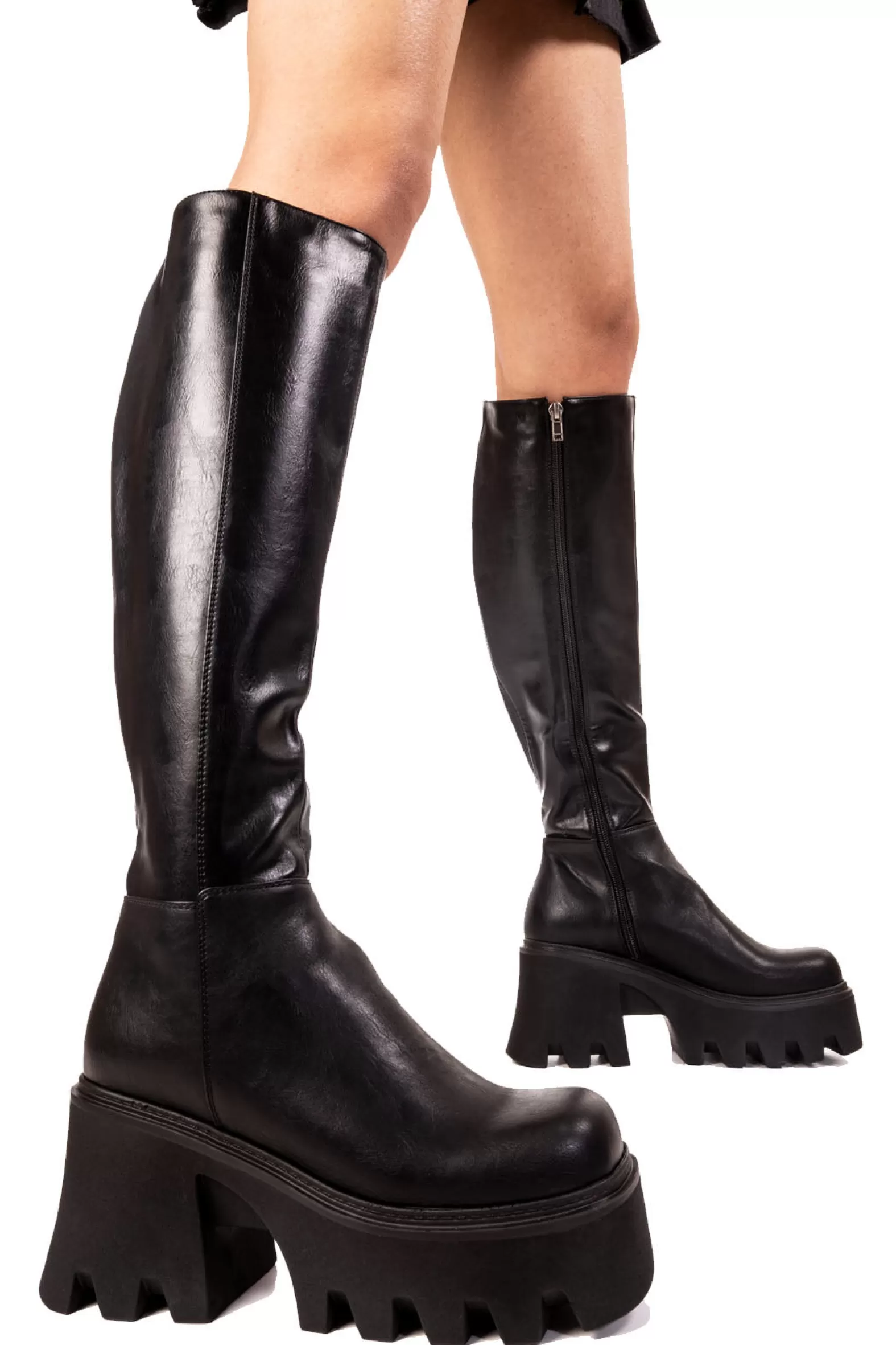 Sideways Chunky Platform Knee High Boots^Lamoda Discount