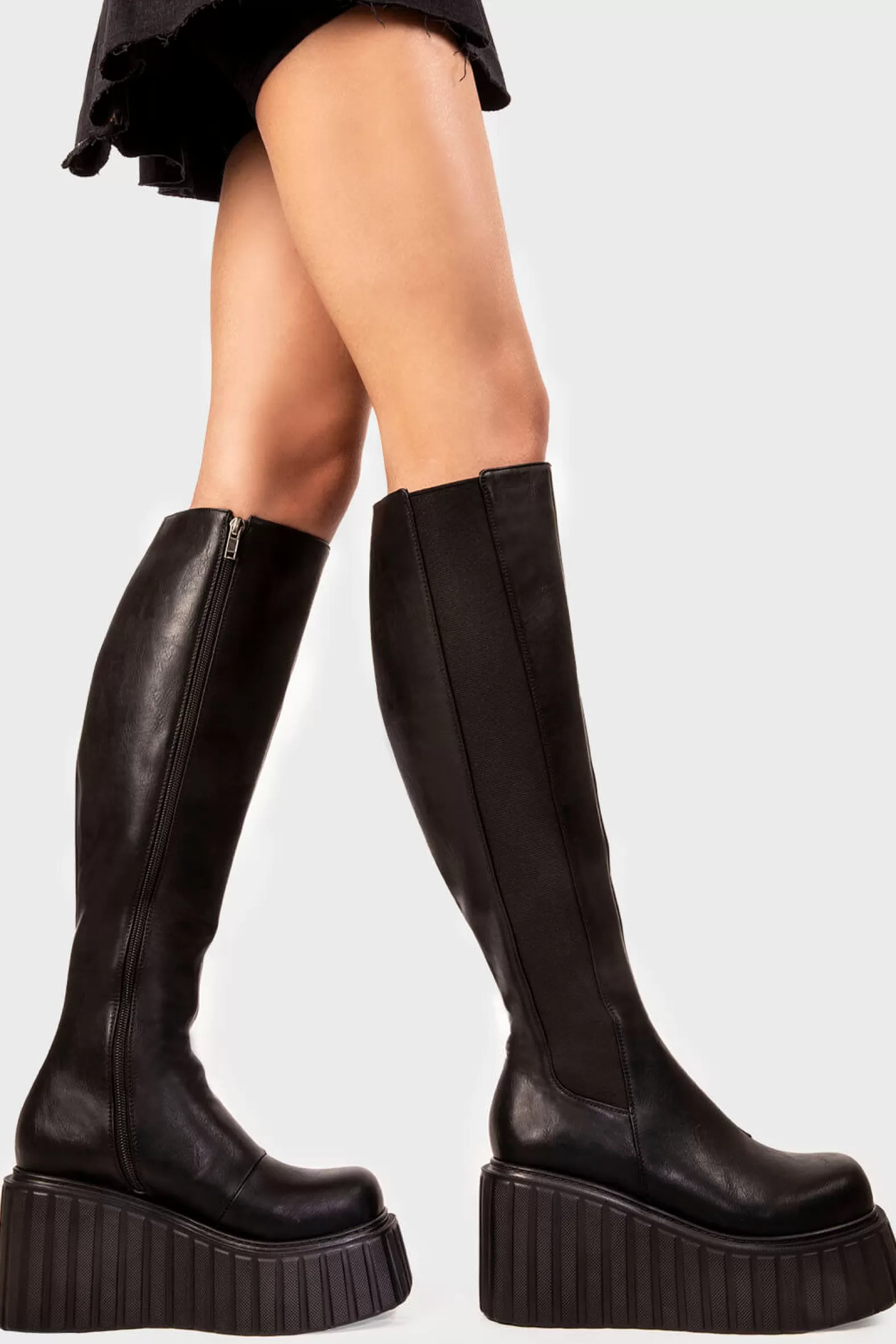 Switching Up Chunky Creeper Platform Knee High Boots^Lamoda Cheap